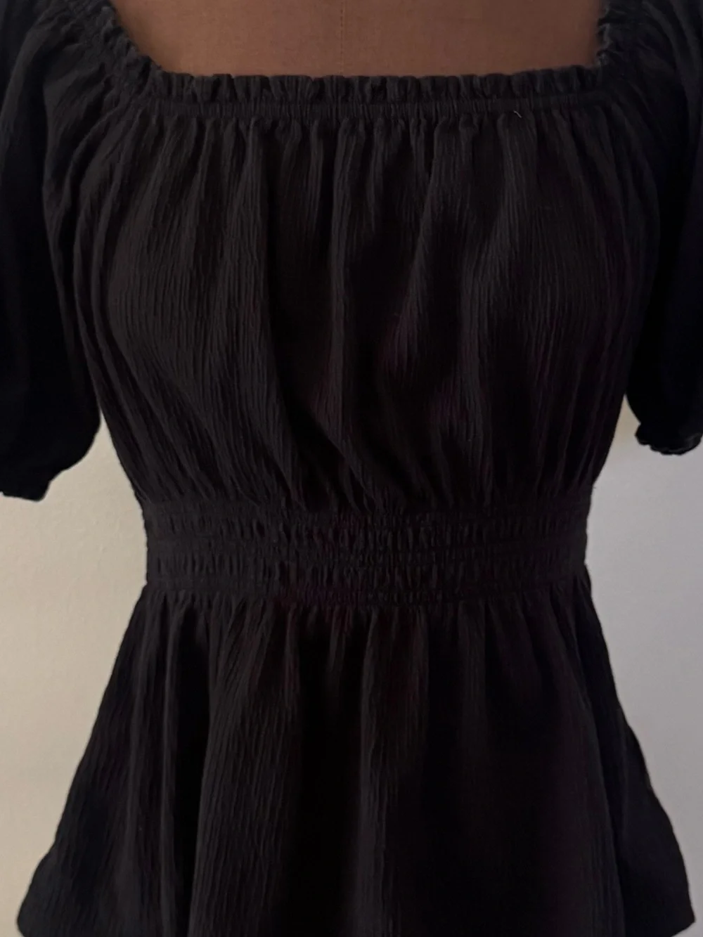 Old Navy Black Square-Neck Puff Sleeve Top